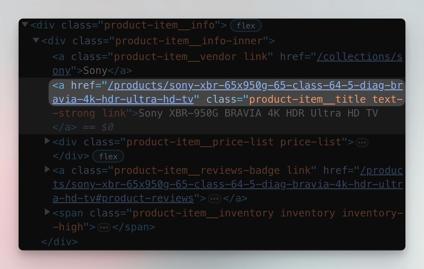 product detail page link